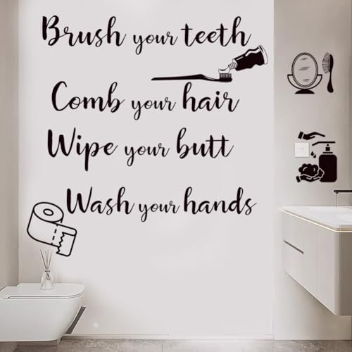 Bathroom Wall Decals Sticker Bathroom Funny Sayings Quotes Wall Sticker Vinyl Peel and Sticker Home Sign Art Decals for Toilet Shower Room Home Decoration.