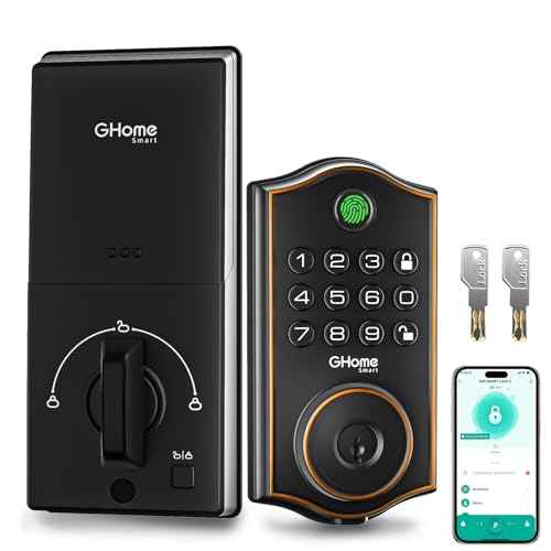 GHome Smart KD30B Deadbolt Lock with Keypad Fingerprint Keyless Entry Door Locks for Front Doors with APP Control Auto Lock for Home Rental House Apartment Easy Installation