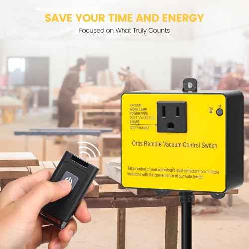 Dust Collector Remote Switch, Ortis 120V Wireless Remote Switch for Dust Collector, 328FT Wireless Range (Battery Included), Heavy Duty Design, Save Your Time and Energy, Enhance Your Work Safety