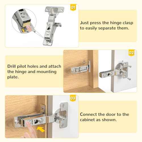 Onemake 8 Pack 110¡Æ Face Frame Inset Cabinet Hinges, Soft Closing 3D Adjustment, Clip On Plate, Smooth Slow Close Concealed Hidden Replacement, Easy Installation, Insert Hardware for Kitchen Cupborad