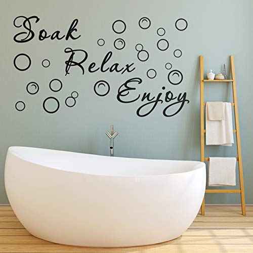 Zonon 2 Bathroom Decals Sticker Soak Relax Enjoy Toilet Rules Decor Vinyl Quote Decor for Home(Simple Style,Black)