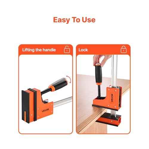 VEVOR Bar Clamps for Woodworking, 2-Pack 30 inch Parallel Clamp Set, F-Clamp with 1500 lbs Load Limit, Even Pressure, High-strength Plastic and Carbon Steel, for Woodworking Metal Working, Orange