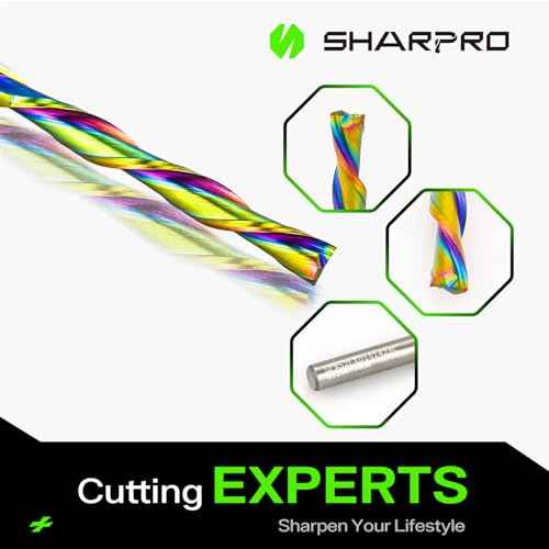 1/4 Downcut Router Bit 1/4 Inch Shank, Extra Long Spiral CNC Router Bits, Carbide Down Cut End Mill for Woodworking, Engraving, Plywood, Mortise and Acrylic