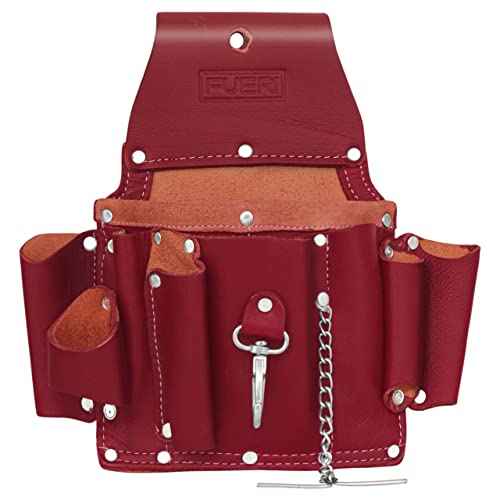 FUERI Leather Tool Pouches for Carpenter Electrician Heavy Duty Construction Professional 5 Pocket Tools Belt Suspenders Organizer
