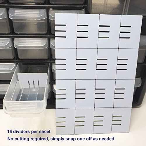 (64-Pack) Small Drawer Configurable Width Dividers compatible with Akro-Mils Plastic Storage Craft Cabinets, (Dividers Only)