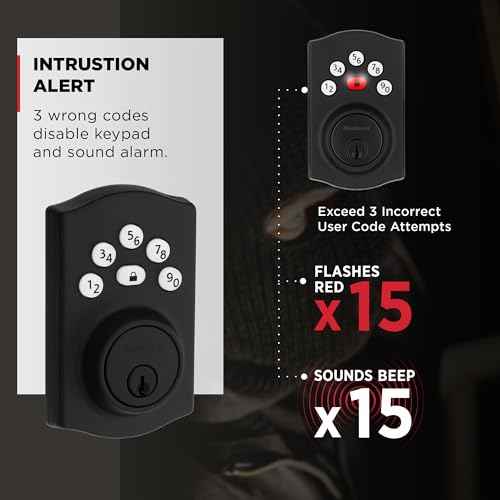 Kwikset Powerbolt 240 5-Button Keypad Matte Black Traditional Electronic Deadbolt Door Lock, Featuring Convenient keyless Entry, Customizable User Codes and auto Locking
