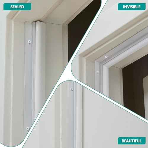 Screw on Door Weather Stripping 42" 36" Weather Stripping Door Seal with Aluminum Carrier and Foam Gasket Exterior Weatherstripping V Shaped Soundproof Seal for Sides and Top(5 Pcs)