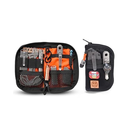 VIPERADE VE10 EDC Pouch Small Pocket Tool Pouch with 10 Compartments, Men's Pocket Organizer for Multitools, EDC Organizer with Patches Area for DIY