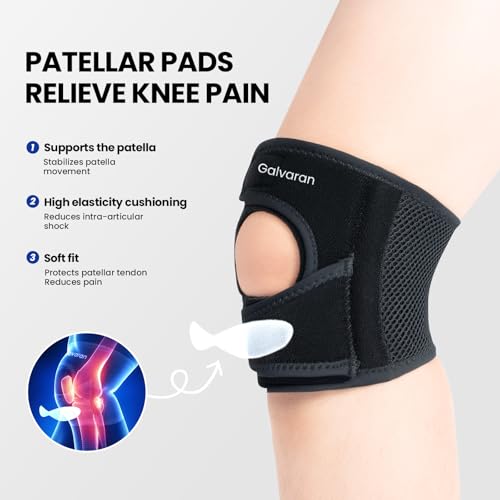 Galvaran Patellar Knee Brace Support Strap Knee Pain Relief Adjustable Knee Strap for Tendonitis, Arthritis, Jumpers, Tennis Running Injury Recovery (Large)