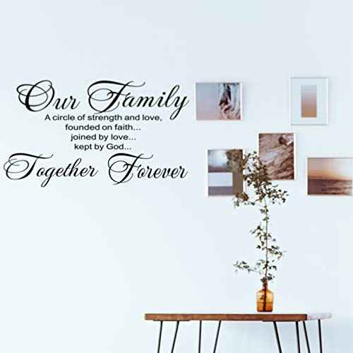 2 Pcs Vinyl Family Lettering Wall Quotes Stickers, Scripture Decals, Bible Verse Inspirational Stickers for Bedroom Home Decor - Our Family Is a Circle (Small, Basic)