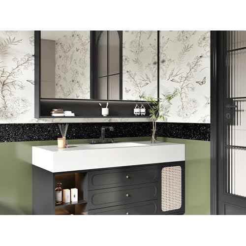 WESTICK Black Glitter Wallpaper Border Roll Self Adheaive Sparkle Bulletin Board Borders Decorative Trim Poster Borders for Classroom Blackboards School Bathroom Mirror Dresser Desk Gift DIY 4" x 160"