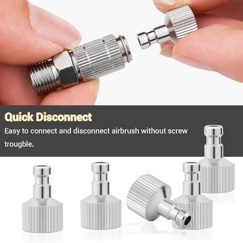 NEOECO Airbrush Quick Disconnect Coupler Release Fitting & Plug, 6pcs 1/8 in BSP Male and Female Connections Adapter Air Brush Accessory