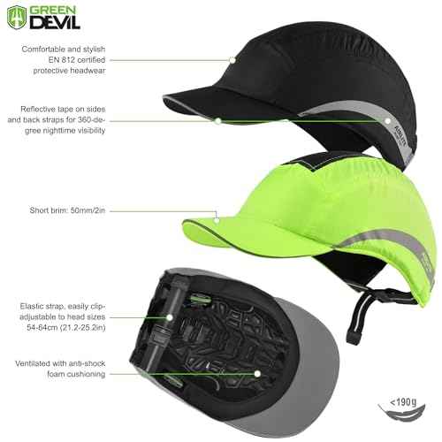 GREEN DEVIL Safety Bump Cap Super Lightweight Breathable Baseball Cap Style Head Protection Hard Hat for Men Women