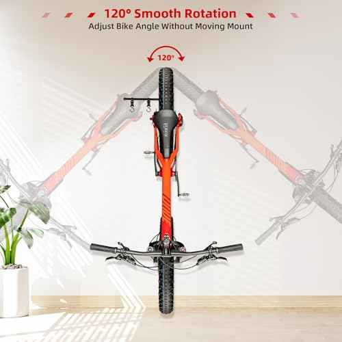 Swivel Bike Wall Mount with 120¡Æ Rotation No Heavy Lifting Garage Bike Rack Tri-Level Adjustment for 16"-29" Wheels Holds Road, MTB up to 77lbs Space Saving Foldable Design