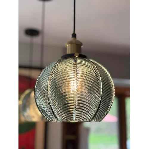 Vintage Pendant Light 1- Light Kitchen Sink Pendant Lights with Green Hand Blown Glass Small Hanging Lamp for Kitchen Island Dining Room Bedroom Bathroom Hallway E26