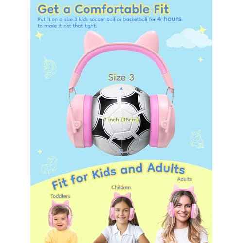 Ear Muffs for Noise Reduction: 32dB SNR Noise Cancelling Headphones for Kids, Adjustable Kids Ear Hearing Protection for Autism Sensory, Firewokrs, Concert w/Fun Stickers, Gifts for Daughter