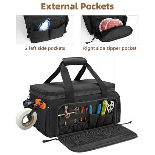 14-Inch Tool Bag for Men,300D Nylon Tool Bag with Multiple Pockets for Organizing Accessories,Heavy-Duty Tool Bags for Men with Thick and Durable Bottom
