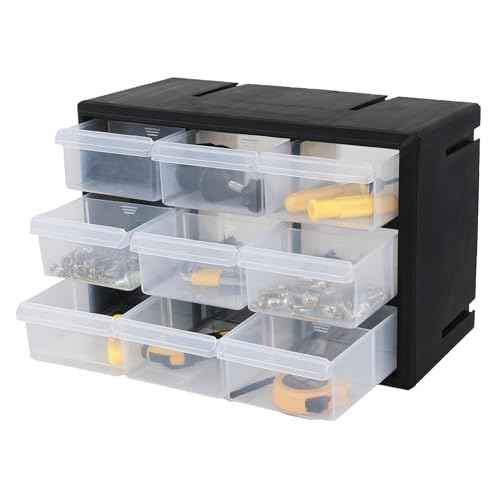 Small Parts Drawer Cabinet, 9 Drawer Desktop Storage Cabinet, Plastic Storage Drawers for Crafts Set of 1, Black