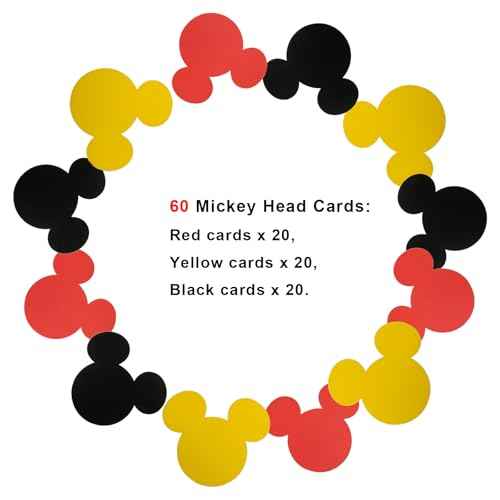 CHuangQi 60pcs Mickey Heads Paper Wall Stickers, Mickey Style Bunting for Wall Decoration, Also Great for Doorways or Glass Window