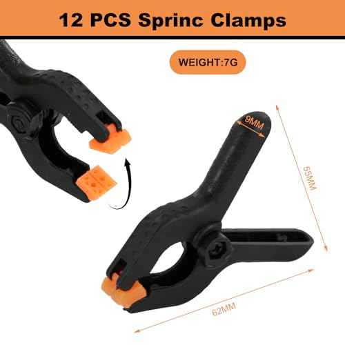 Spring Clamps 12 PCS Balloon Arch Clips, Clamps for Backdrop Black Clips for Balloon Arch Suitable for Crafts, Woodworking, Photography (2.6 Inch)