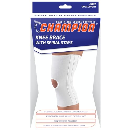 CHAMPION Knee Brace Flexible Stays Knit Elastic, White, X-Large