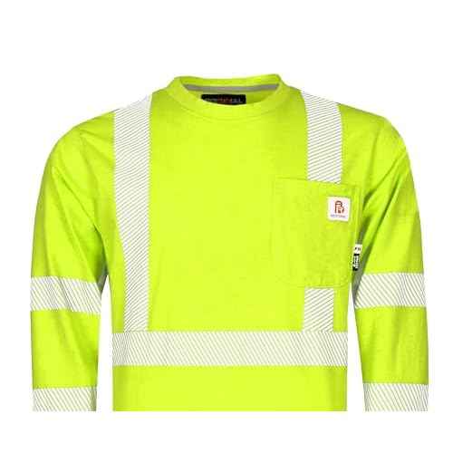 BOCOMAL FR Tee Shirts High Visibility/Hi Vis Flame Resistant/Fire Retardant Shirt 7oz Reflective Men's Safety Shirts