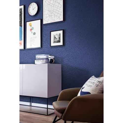 Safiyya Blue Silk Peel and Stick Wallpaper Textured Dark Blue Contact Paper Removable Wallpaper Silk Decorative Self Adhesive Wall Paper Vinyl Rolls 118"x 17.3"