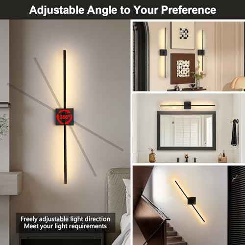 Battery Operated Wall Sconces Set of 2, USB Rechargeable Wall Lights with Remote Control, 360¡Æ Rotation, 6000mAh, Dimmable Touch Wireless Wall Sconce Decor for Living Room Bedroom, 32 Inch, Black