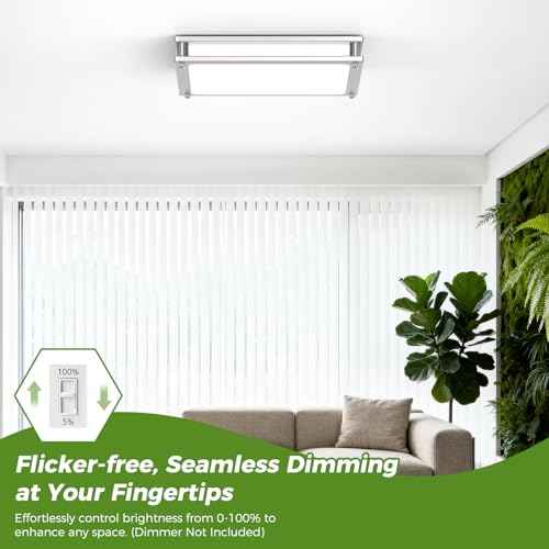 13 Inch Dimmable Square LED Ceiling Lights, 2-Pack 36W Brushed Nickel Flush Mount Light Fixtures, 3200LM Super Bright 2700K-6500K Adjustable Modern Ceiling Lamps for Bedroom Kitchen Bathroom Hallway