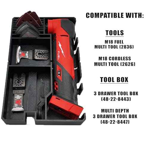 Tidy Tool Insert for Milwaukee M18 Multi-Tool (Fits 2626 & 2836 Models) ? Reversible Liner for Packout 2-Drawer & 3-Drawer Systems ? Organizer Only