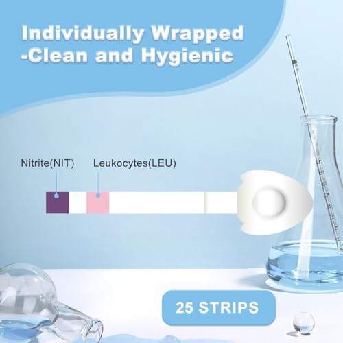 UTI Test Strips, Urinary Tract Infection Testing Kit, Home Rapid Detection for Leukocytes and Nitrite, at Home UTI Testing, Clean Grip Handle, UTI Test Kit Individually Wrapped, 25 Strips
