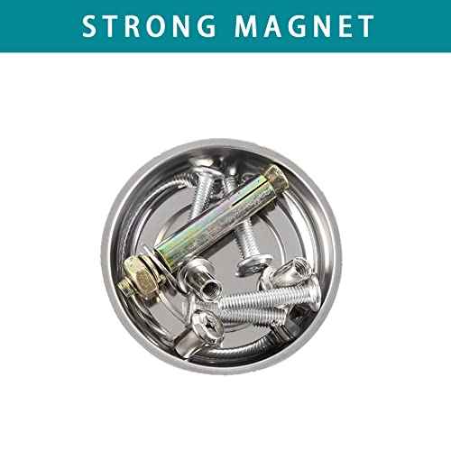 6 Pieces 4.2¡± Round Magnetic Bowl Trays Set Stainless Steel Magnet Tool Tray Parts Holder for Screws, Sockets, Bolts, Pins, Mechanic's and Automotive