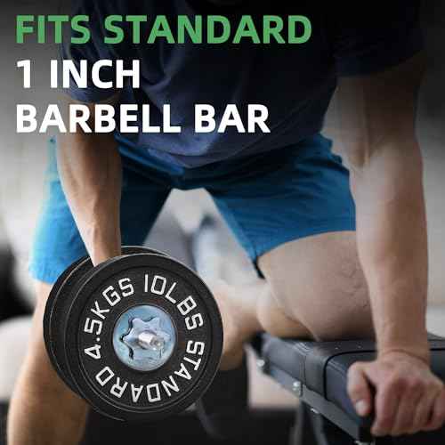 Fitvids Standard Cast Iron 1-Inch Weight Plate Sets for Strength Training & Weightlifting, 35 LBS or 75 LBS or 120 LBS Sets