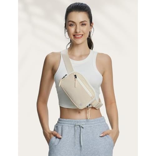 BALEAF Belt Bag Women Fanny Packs Crossbody Fashion Waist Pack Water Resistant Adjustable Strap 2L Off White