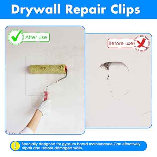 4 Pack Drywall Repair Clips,Easy Drywall Repair Kit,1/2" Stainless Steel Wall Patch Clips with 8 Screws for Damaged Walls Repairing (4 Pack)