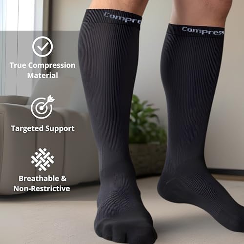 CompressionZ 20-30 mmHg Knee High Compression Socks Men & Women | Support Stockings for Travel, Nurses and Athletes