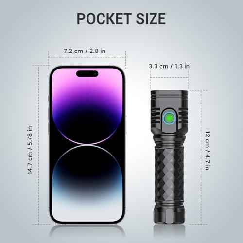 WdtPro Metal LED Flahlight High Lumens,2 Pack Rechargeable Flashlights Waterproof, Super Bright Flash Light for Camping Hiking Outdoor Home Emergency, Camping Essentials Gear