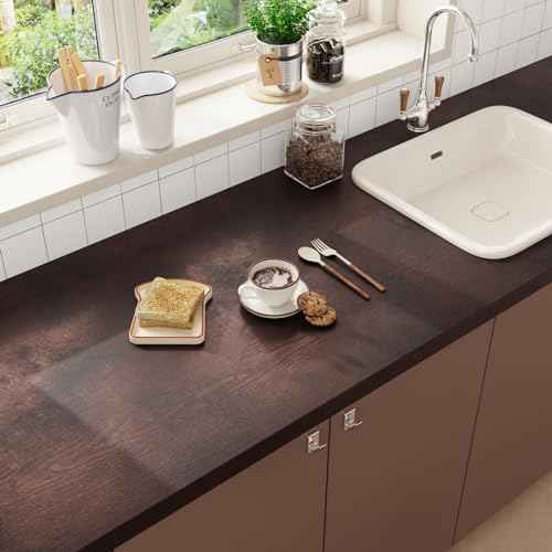CRE8TIVE Metallic Brown Wood Contact Paper Peel and Stick Faux Wood Look Wallpaper Removable Self Adhesive Vinyl Wallpaper 12"x80" Brown Contact Paper for Countertops Waterproof Shelves Desk Table Top