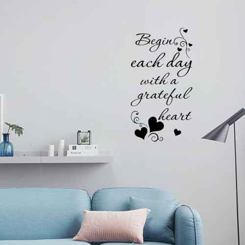 Begin Each Day with a Grateful Heart Vinyl Wall Decals Quotes Home Decor