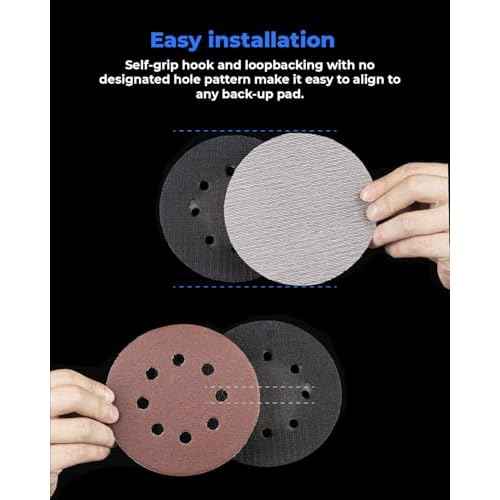 toolant Mesh Abrasive 5 inch Sanding Disc, Dust-Free 8 Hole Hook and Loop Sanding Discs for Random Disc Sanders & Orbital Sanders, Include Pad Protector(80-400 grit - 50pcs)
