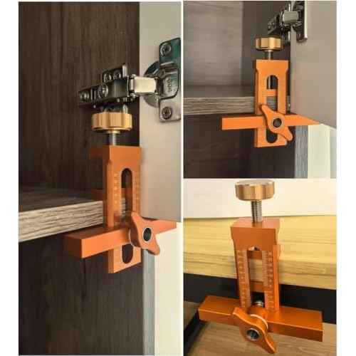 Cabinet Door Installation Positioner,Mounting Jig Adjustable Door Hinge Jig Installing Cabinet Doors,Aluminium Alloy Drillable With Drill Bit,for Most Cabinet Doors (1PCS)