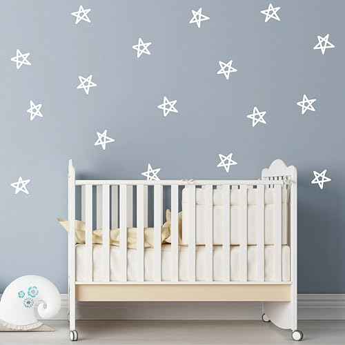 49 Pcs Star Wall Decals Removable Wall Stickers Modern Nursery Wall Art Vinyl Wall Decor for Kids Room Y92 (White)