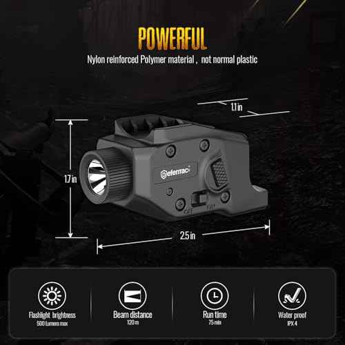 DEFENTAC 500 Lumens Pistol Light is Exclusive Compatible with Glock G26/G27/G28/G33/G39 Only, Momentary and Strobe