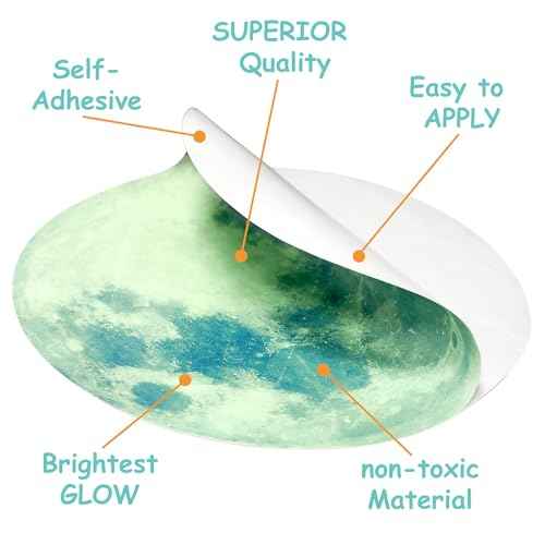 Glow in The Dark Wall or Moon Stickers ? Luminous Decal Stickers for Simulated Moon Effect at Night ? Ideal Kids Decor or Adults ? for Kids Boys Girls