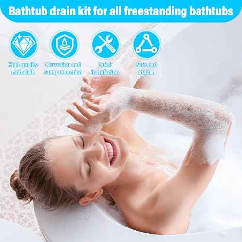 Freestanding Tub Drain Fits All Freestanding Bathtubs,Freestanding Tub Drain Rough-In Kit With Brass Tail Pipes And PVC Adapter,Freestanding Tub Drain Kit Connects To 1-1/2 Inch And 2 Inch PVC Drains
