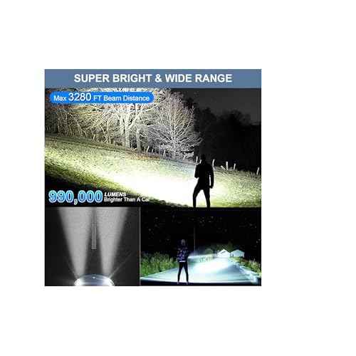 Flashlights High Lumens LED Rechargeable, 99,000 Lumen Super Bright Flashlight High Power USB Flash Light,Waterproof Handheld LED Flashlight for Camping Hiking
