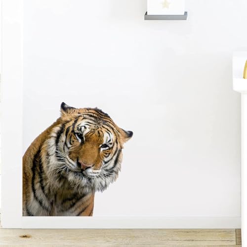 Realistic Tiger Wall Decal, Safari Jungle Animal Window Wall Sticker for Nursery, Kids Room, Bedroom or Wildlife Themed Decor