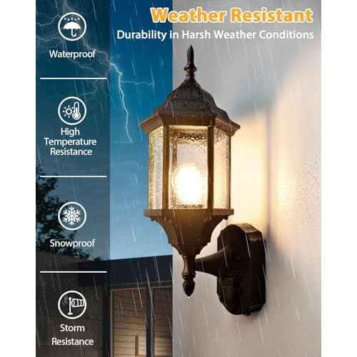 Redluck Motion Sensor Outdoor Lights, 2 Pack 16 inch Dusk to Dawn Outside Porch Lights, Waterproof Anti-Rust Aluminum Outdoor Wall Lights Exterior Lighting Fixtures for House, Garage, Front Door