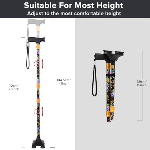 LIXIANG Walking Cane for Women for Stability Seniors Balance Folding Foldable Canes for Men Heavy Duty Adjustable Travel Collapsible Fashionable Fancy Decorative Unique Cool Cane