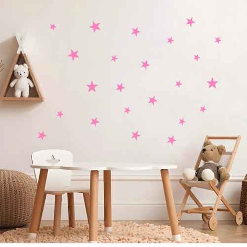 Lchen Star Wall Sticker, 78 Pieces Creative PVC Star Wall Decal for Classroom Nursery Kids Room Home Decoration (Pink)